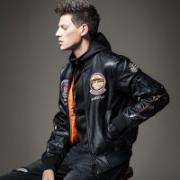 NETERO Men's Fake Leather Jacket Embroidery Fashion Jacket