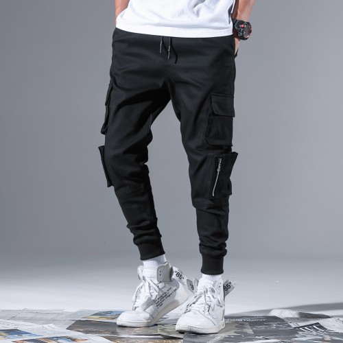 NETERO Men's Cargo Pants With Pockets Cotton Elastic Waist Casual Pants