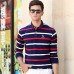 NETERO Men's Polo Shirt Long Sleeve Cotton Striprd Autumn Winter 