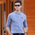 NETERO Men's Polo Shirt Long Sleeve Embroidery Cotton Autumn Winter 